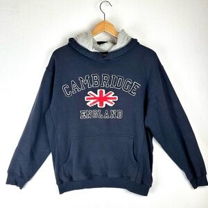 Oakridge  Embroidered Cambridge England Hooded Sweatshirt With Applique Flag